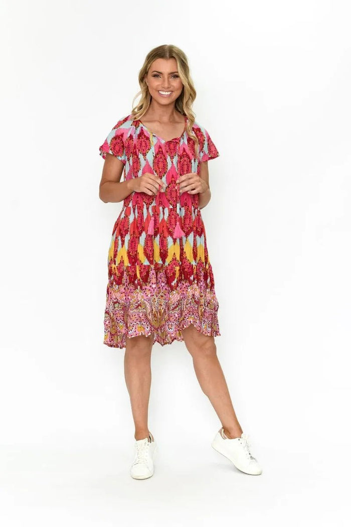 Cap sleeve tassle Dress - Print 6 - Sare StoreOne SummerDress