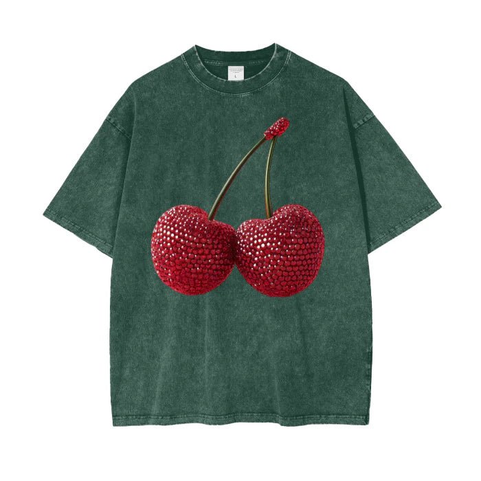 Cherry Baby Acid Wash Oversize T-Shirt - Dark Green - Sare StoreMaku The LabelT-shirt