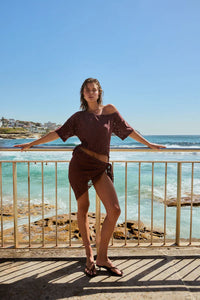 Lace Off Shoulder - Chocolate