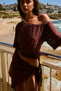 Lace Off Shoulder - Chocolate