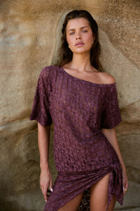 Lace Off Shoulder - Chocolate