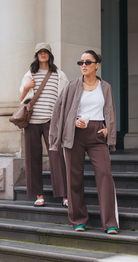 Noah Wide Pant - Chocolate Cream Stripe