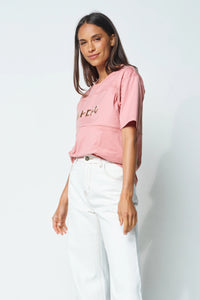 Clair Beaded Panel Tee - Dusty Rose - Sare StoreApero LabelTshirt