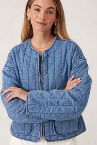Comfy Quilted Jacket - Worn Blue Denim - Sare StoreCeres LifeJacket