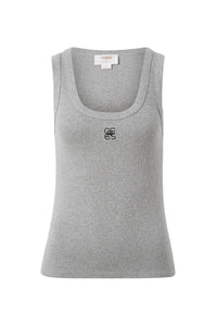 Contour Rib Scoop Tank - Grey/Black Monogram Embroidery - Sare StoreCeres LifeTank