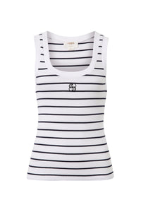Contour Rib Scoop Tank - White/New Navy Monogram Embroidery - Sare StoreCeres LifeTank