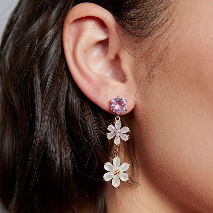 Crystal Flower Earrings Pink - Sare StoreJolie & DeenEarrings
