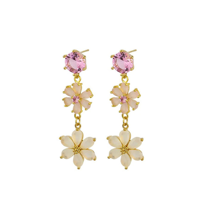 Crystal Flower Earrings Pink - Sare StoreJolie & DeenEarrings