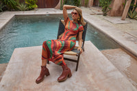 Yoko Midi Dress - Crimson Sun