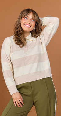 Stefi Rugby Knit - Cream Beige Stripe