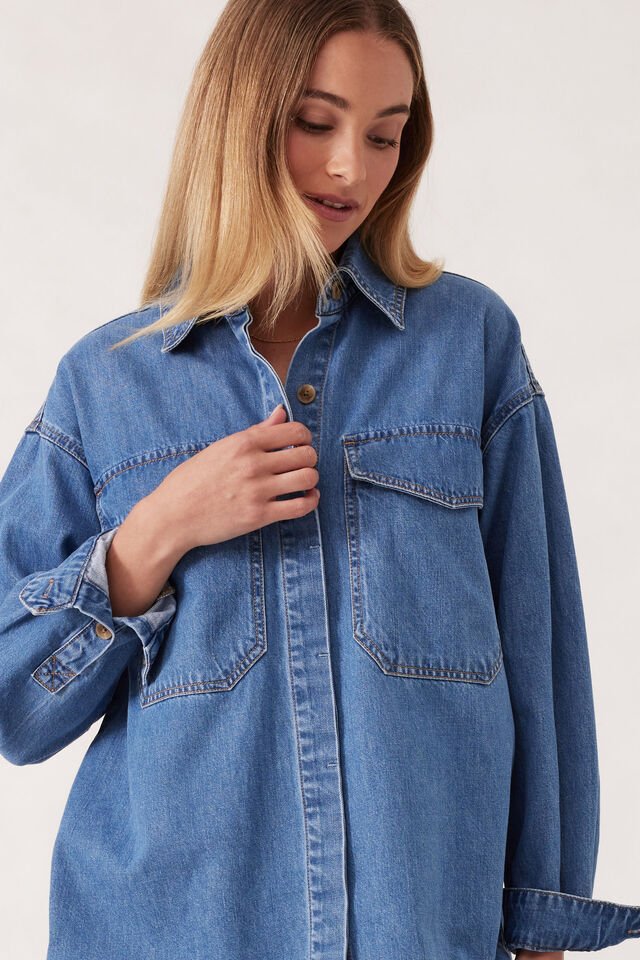 Essential Denim Shirt - Mid Blue Wash - Sare StoreCeres LifeShirt