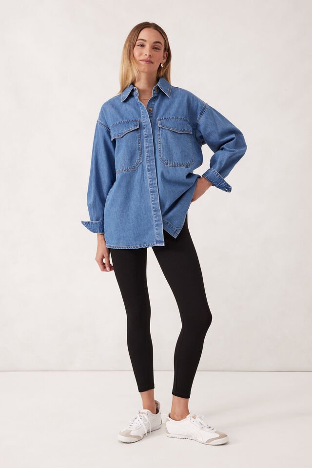 Essential Denim Shirt - Mid Blue Wash - Sare StoreCeres LifeShirt