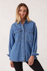 Essential Denim Shirt - Mid Blue Wash - Sare StoreCeres LifeShirt