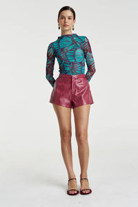 Mesh LS Rouched Skivvy - Jade Butterfly
