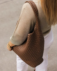 Gabby Woven Shoulder Bag - Chocolate - Sare StoreLouenhideHandbag