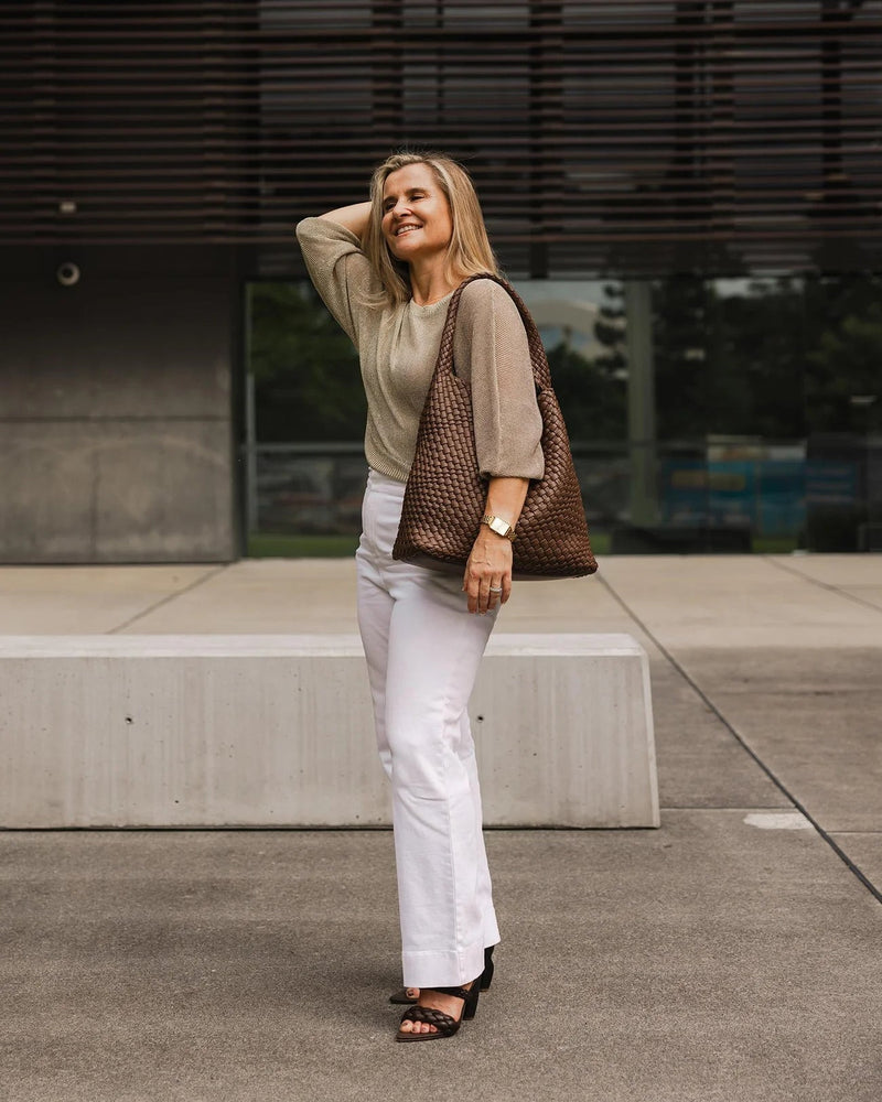 Gabby Woven Shoulder Bag - Chocolate - Sare StoreLouenhideHandbag