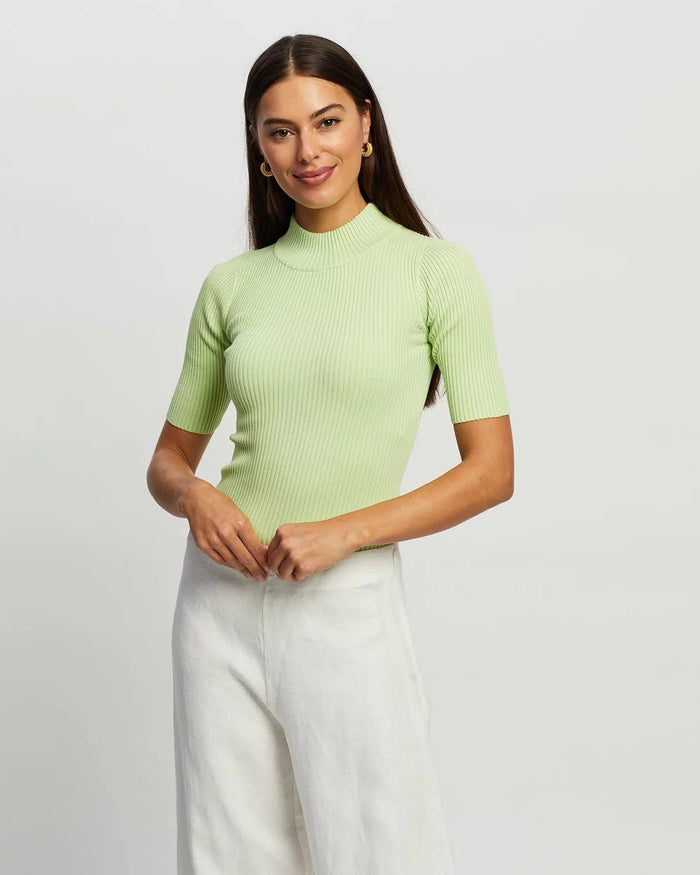 Gena Rib Top- Lime - Sare StoreWhite by FTLTops