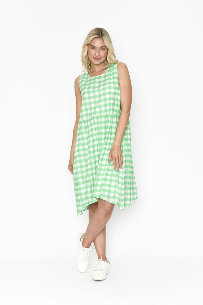 Gingham Gather Dress - Green - Sare StoreOne SummerDress