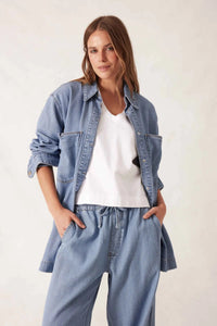 Goldie Longline Denim Shacket - Blue Herringbone - Sare StoreCeres LifeShacket