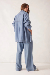Goldie Longline Denim Shacket - Blue Herringbone - Sare StoreCeres LifeShacket