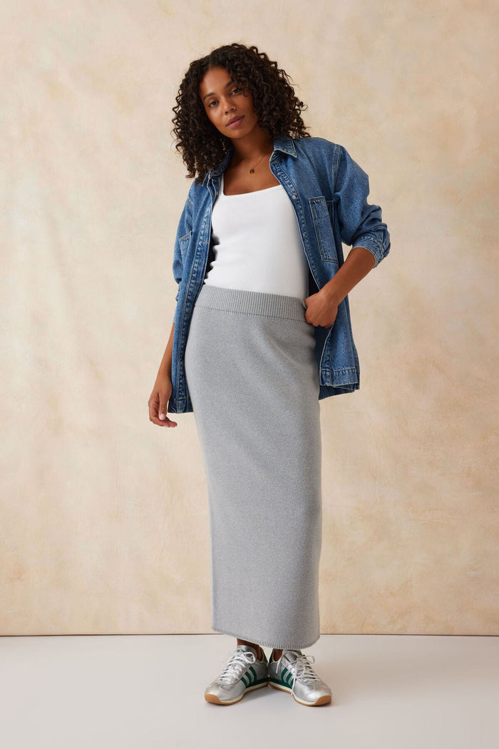 Grey Marle Soft Knit Maxi Skirt - Sare StoreCeres LifeSkirt