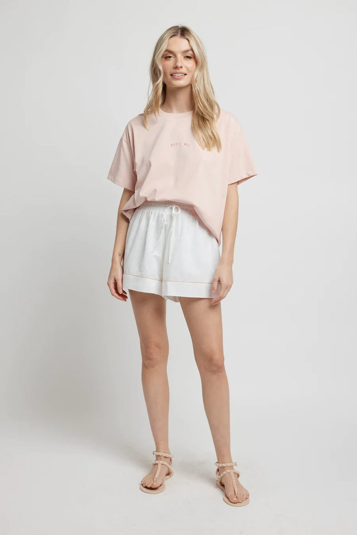 Horizon Embroidered Longline Tee- Dusty Pink/Multi - Sare StoreApero LabelTshirt