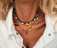 Multi Charm Summer Necklace and Blue Beaded Necklace
