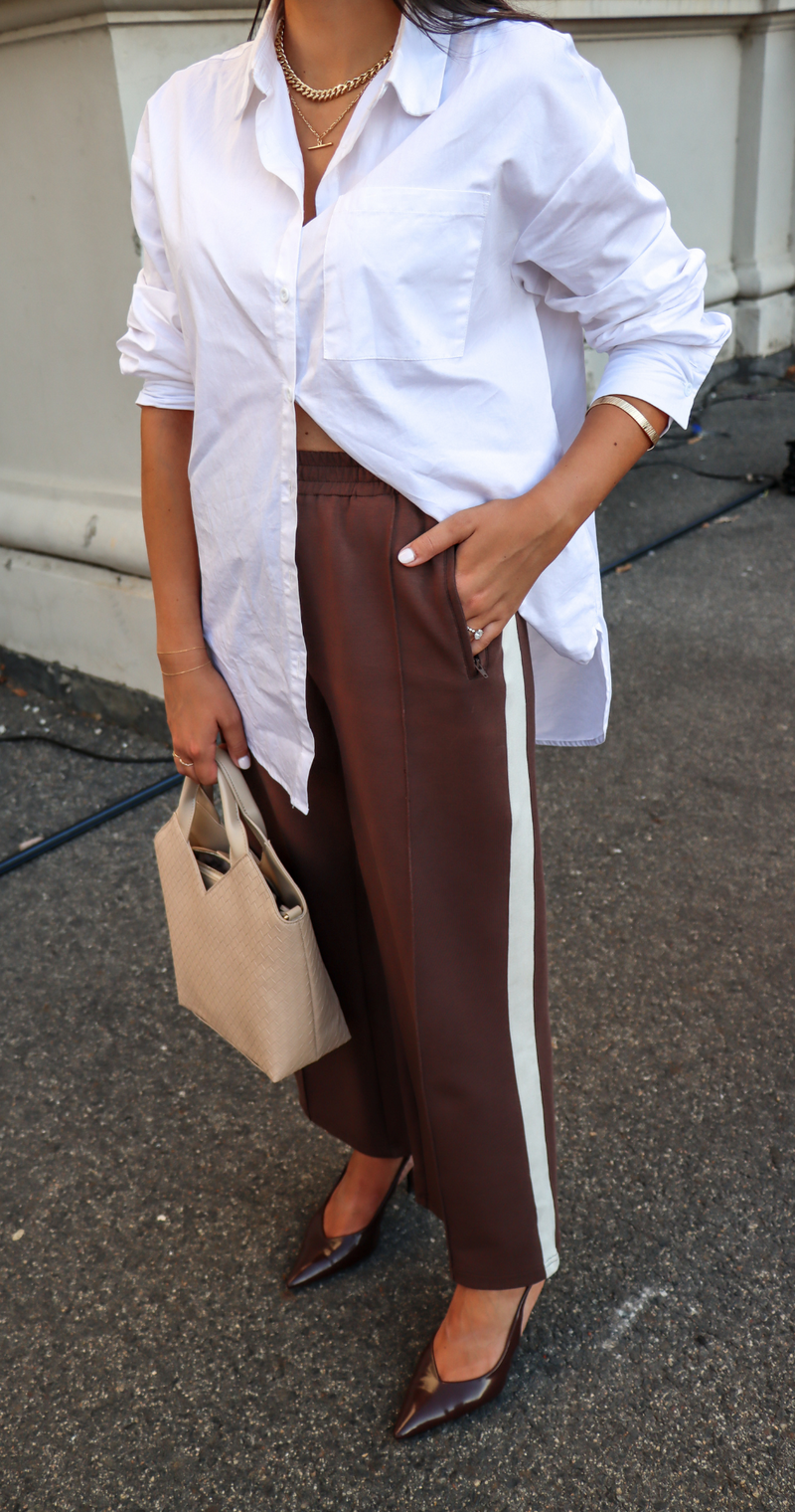 Noah Cropped Pant - Chocolate Cream Stripe