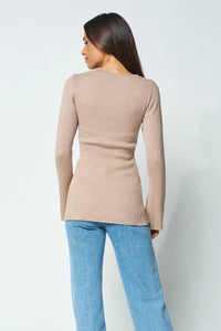 Kaia Zip-Front Knit Top - Mocha - Sare StoreApero Label