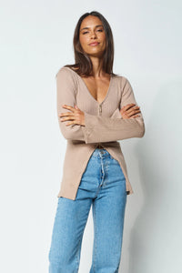 Kaia Zip-Front Knit Top - Mocha - Sare StoreApero Label