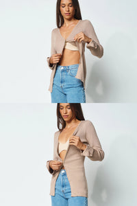 Kaia Zip-Front Knit Top - Mocha - Sare StoreApero Label