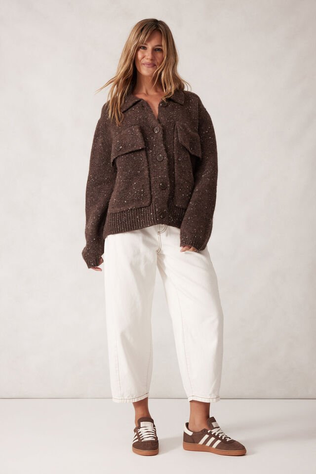 Knit Bomber Cardi - Mushroom Nep - Sare StoreCeres LifeCardigan