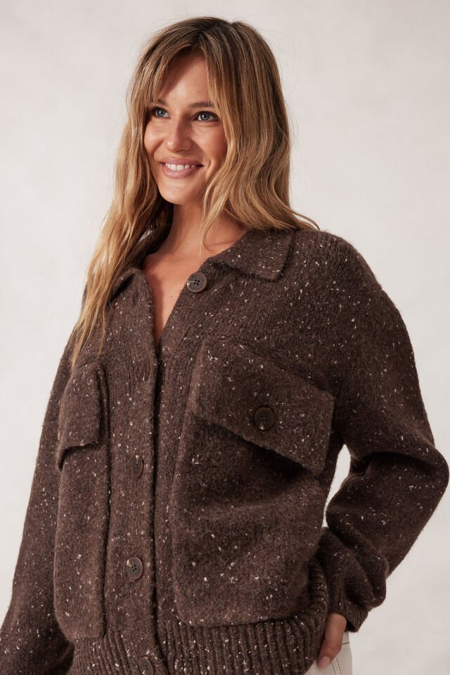 Knit Bomber Cardi - Mushroom Nep - Sare StoreCeres LifeCardigan