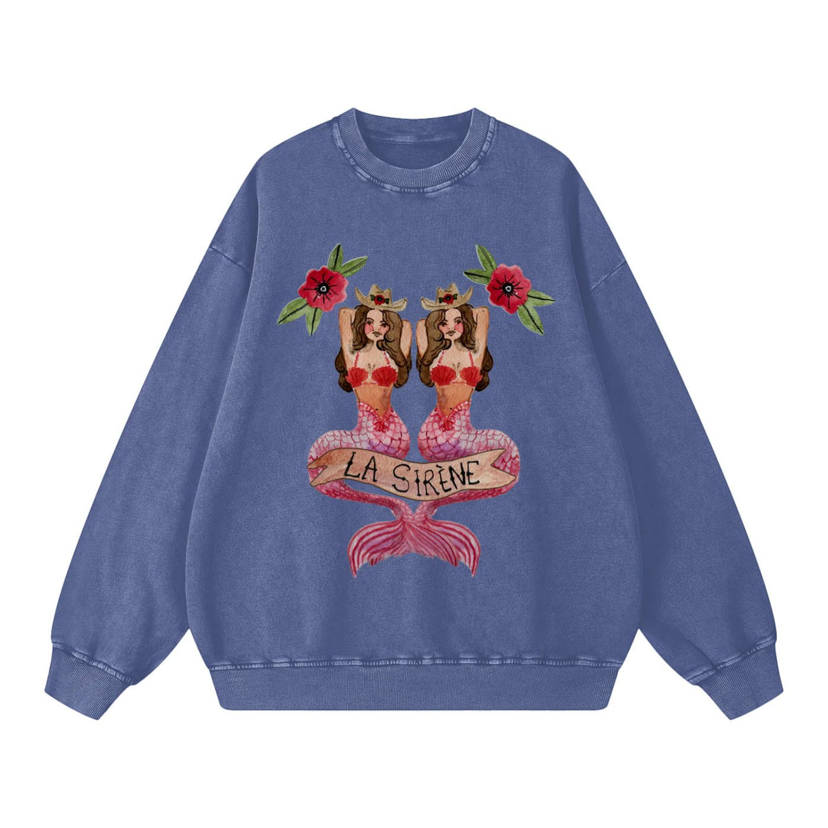 La Sirene Acid Wash Crew Neck - Blue - Sare StoreMaku The LabelSweatshirts