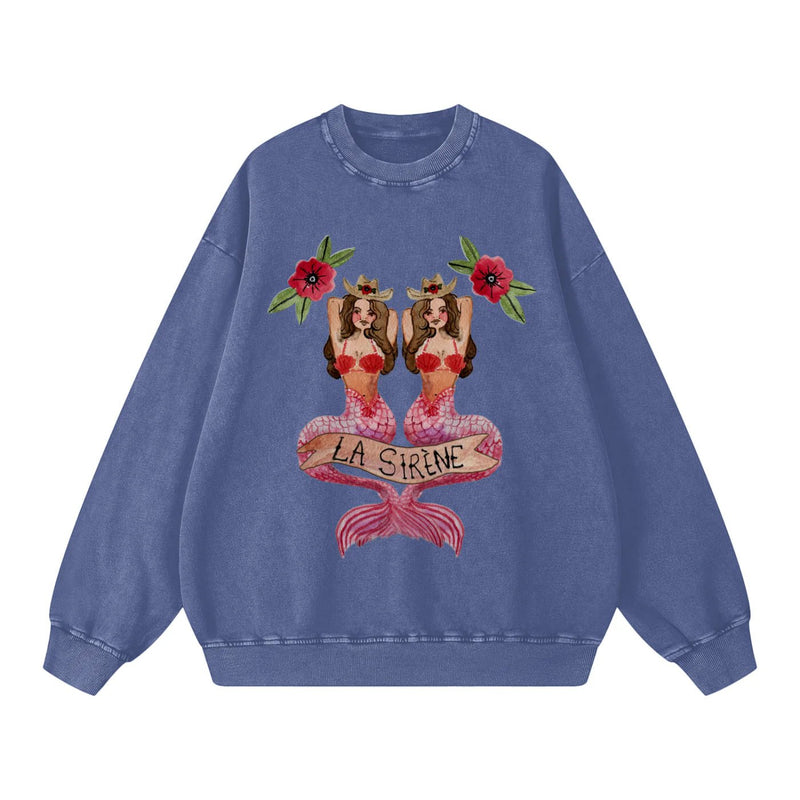La Sirene Acid Wash Crew Neck - Blue - Sare StoreMaku The LabelSweatshirts