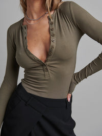 Lara Bodysuit - Khaki - Sare StoreBayse BrandTops