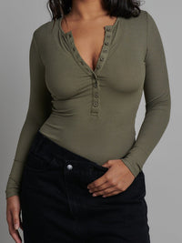 Lara Bodysuit - Khaki - Sare StoreBayse BrandTops