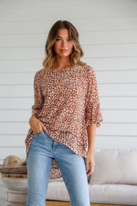 Leopard Tunic Top - Rust/White - Sare StoreSare StoreTops