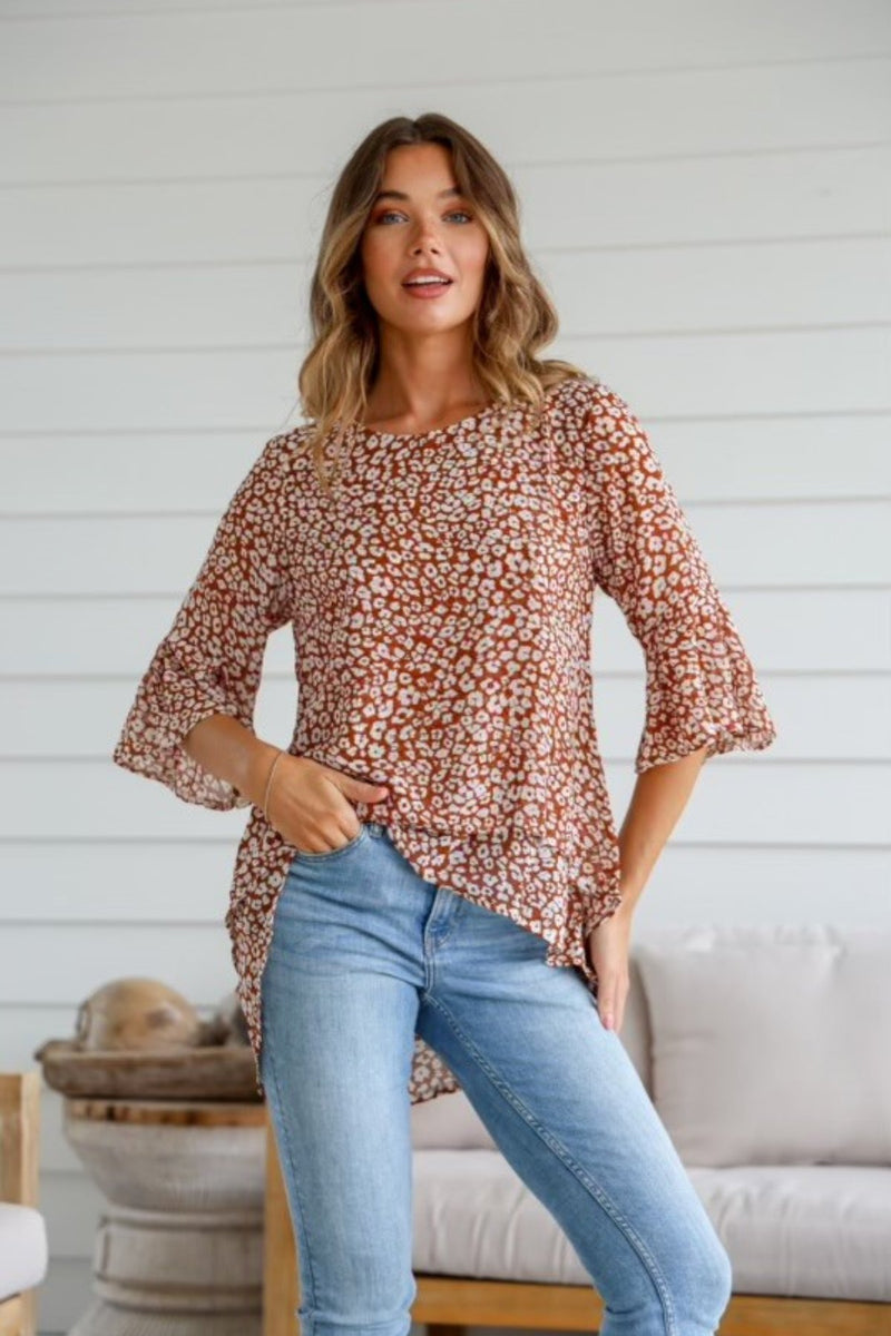 Leopard Tunic Top - Rust/White - Sare StoreSare StoreTops