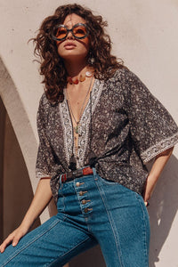 Little Bird Flutter Sleeve Blouse - Midnight - Sare StoreSPELLBlouse