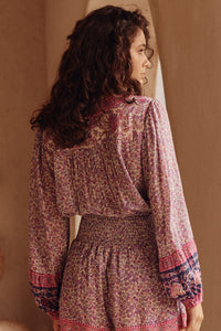 Little Bird Lace Up Blouse - Berry - Sare StoreSPELLBlouse