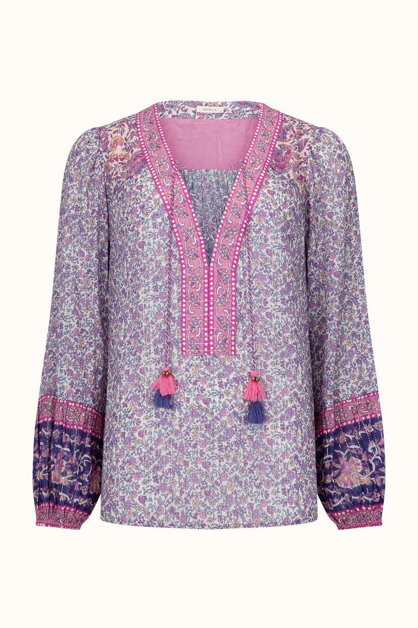 Little Bird Lace Up Blouse - Berry - Sare StoreSPELLBlouse