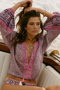 Little Bird Lace Up Blouse - Berry - Sare StoreSPELLBlouse