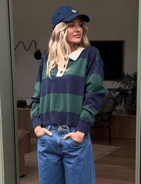 Long Sleeve Rugby Knit - Pine Green/New Navy Stripe - Sare StoreCeres Lifelong sleeve