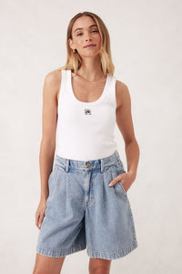 Longline Pleat Denim Short - Vintage Blue - Sare StoreCeres LifeDenim Shorts