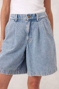 Longline Pleat Denim Short - Vintage Blue - Sare StoreCeres LifeDenim Shorts