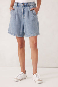 Longline Pleat Denim Short - Vintage Blue - Sare StoreCeres LifeDenim Shorts