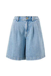 Longline Pleat Denim Short - Vintage Blue - Sare StoreCeres LifeDenim Shorts