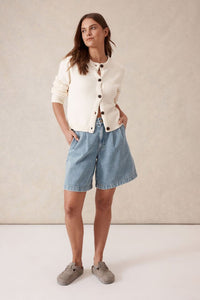 Longline Pleat Denim Short - Vintage Blue - Sare StoreCeres LifeDenim Shorts