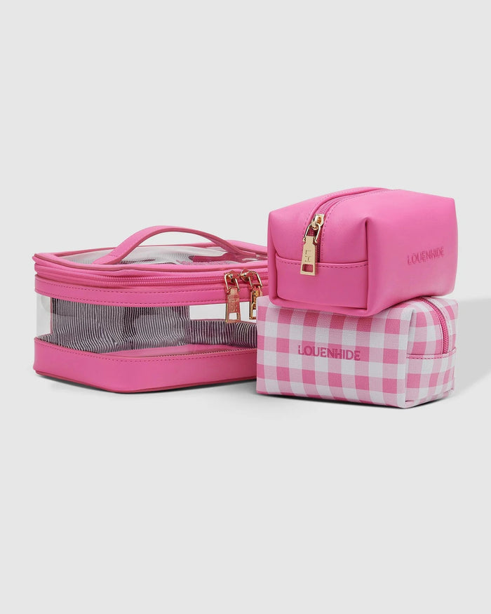 Louenhide Jemima Pink Gingham Cosmetic Bag Set - Sare StoreLouenhidecosmetic bag